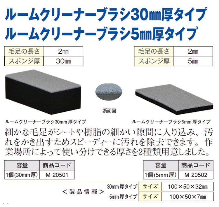 クリスタルプロセス ルームクリーナーブラシ 30mm厚タイプ 5個 ＜M20501＞ 通販｜現場にいいもの【ものいち】