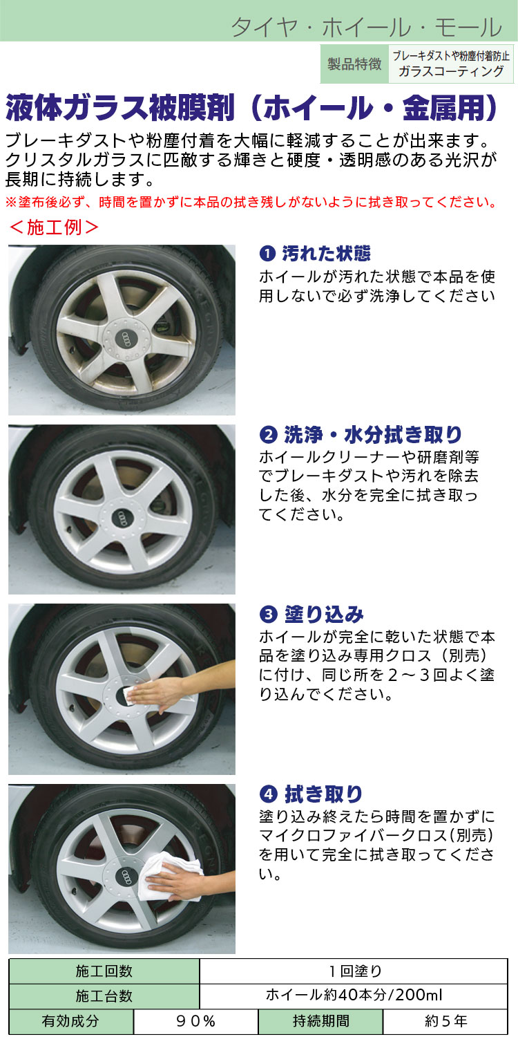 クリスタルプロセス 液体ガラス被膜剤 ホイール・金属用 200ml ＜J03020＞通販｜現場にいいもの【ものいち】