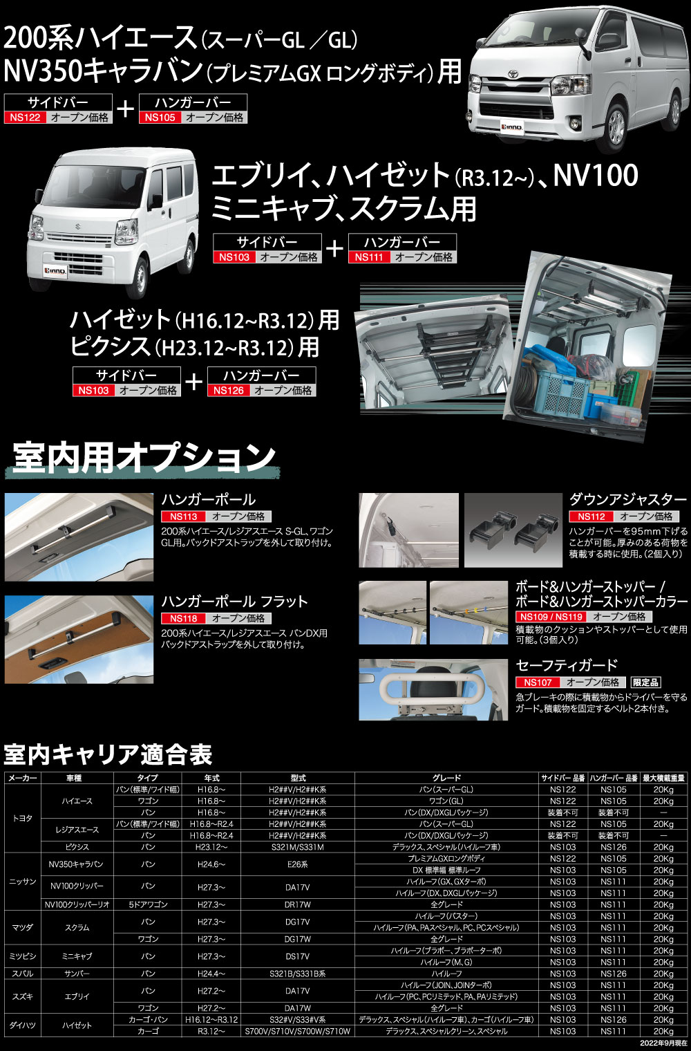 カーメイト ハイエース クロスライドシリーズ ハンガーバー - 車内