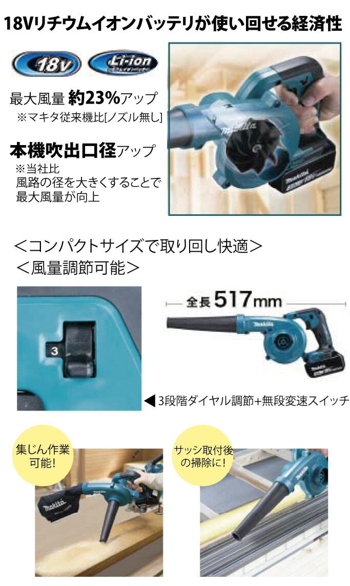 マキタ 充電式ブロワ UB185DZ 本体のみ＜バッテリ・充電器別売＞【送料 ...