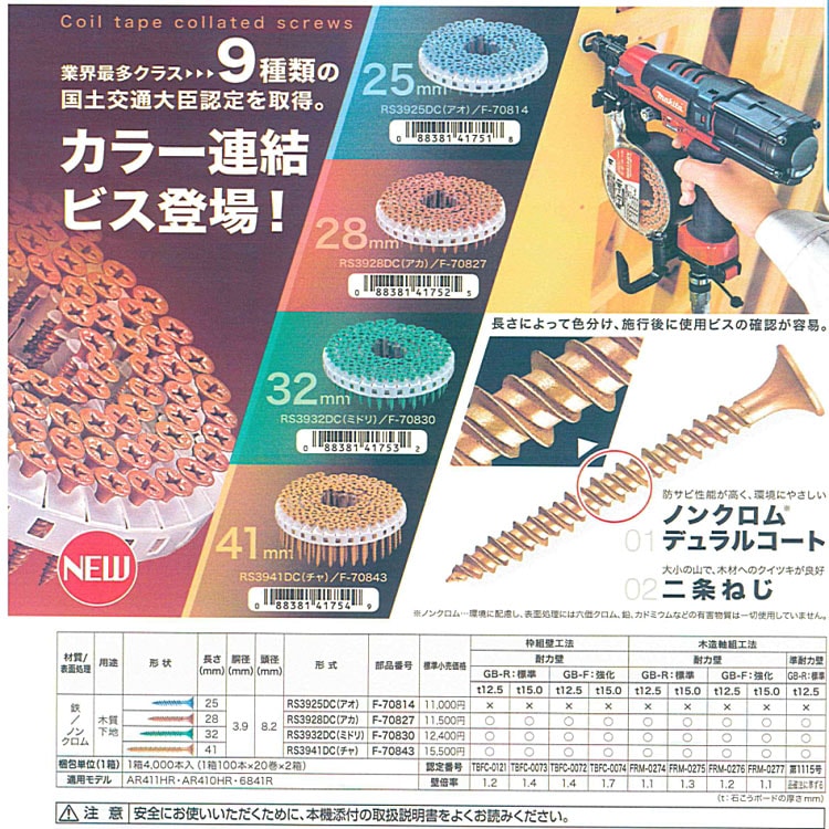 マキタ カラー連結ビス F-70827 28mm 赤 makita通販｜ものいち