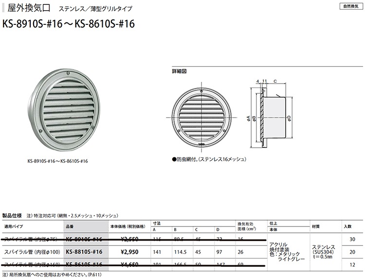 ナスタ 屋外換気口 Ks 10s 16通販 現場にいいもの ものいち