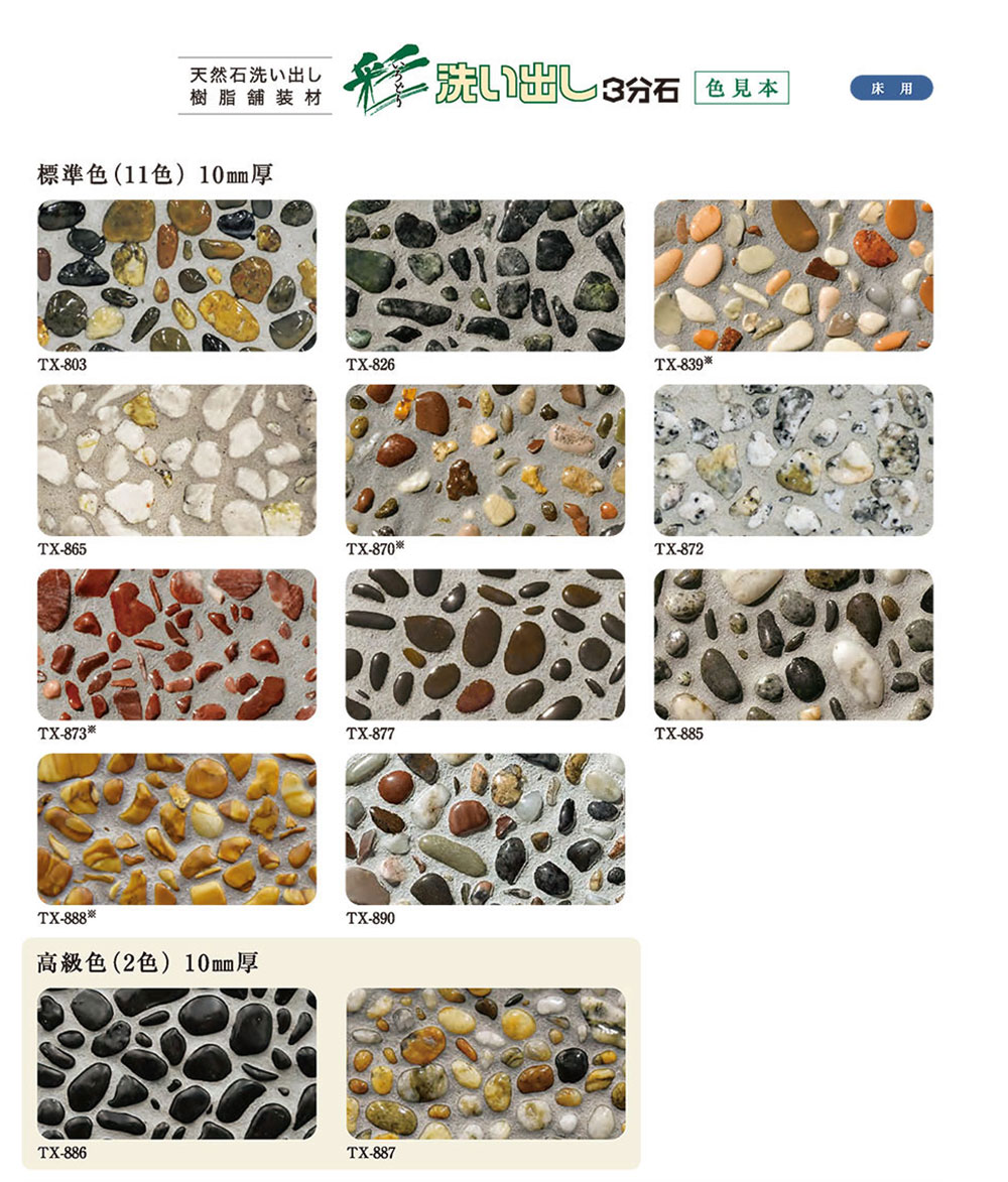 ヤブ原産業 彩 洗い出し 3分石 床用 1m2セット／箱 スタンダード仕様