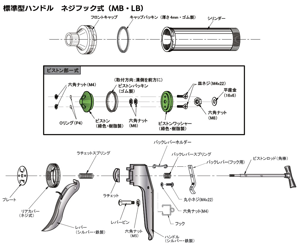 山本製作所 部品 らくらくガン ピストン ＜SB MB LB 60MB 450B 550B 650B 700B 750  900パーツ＞【取寄4日～7日】通販｜ものいち