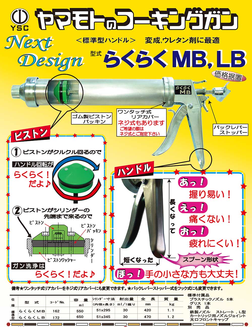 山本製作所 らくらくMB コーキングガン＜標準型 ミドルサイズ 吸込み式