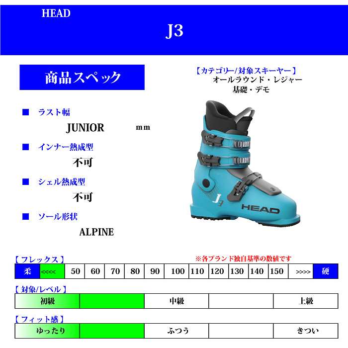 ヘッド スキーブーツ 2024 HEAD J3 SPEEDBLUE ジェイ3 ジュニア 子供