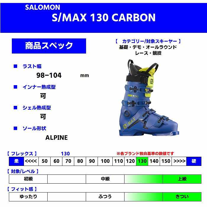 サロモン スキーブーツ 2022 SALOMON S/MAX 130 CARBON R.BL/A.GRN