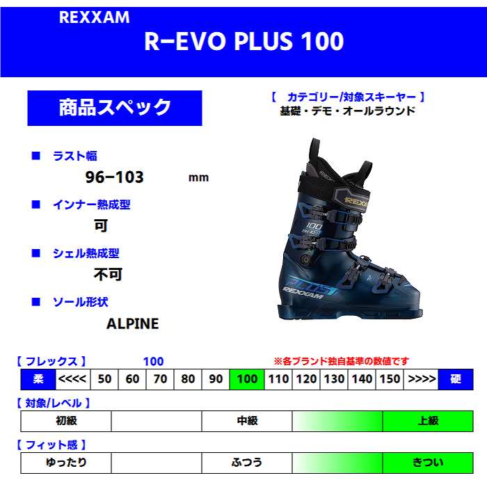旧モデル レクザム スキーブーツ 2025 REXXAM R-EVO PLUS 100 BX-S24
