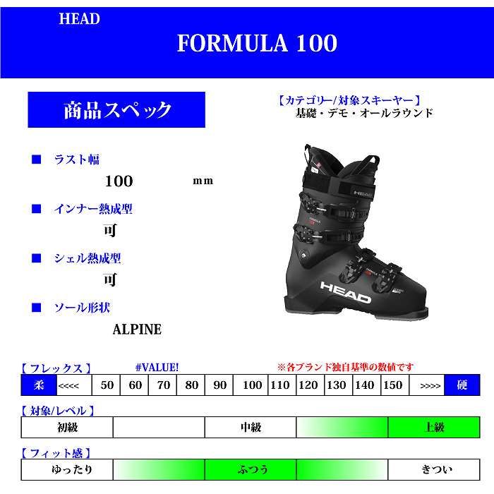 オープニング 大放出セール HEAD ヘッド スキーブーツ FORMULA RS 130 GW 22-23 モデル