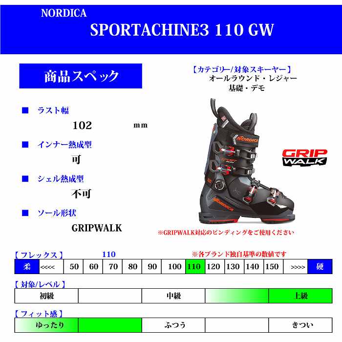 ノルディカ スキーブーツ 2024 NORDICA SPORTMACHINE 3 100 GW BK/GRY