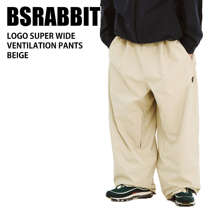 BSRABBIT ビエスラビット LOGO SUPER WIDE VENTILATION PANTS BEIGE 24-25 ウエア メンズ パンツ  スノーボード 韓国-モリヤマスポーツ公式オンラインストア