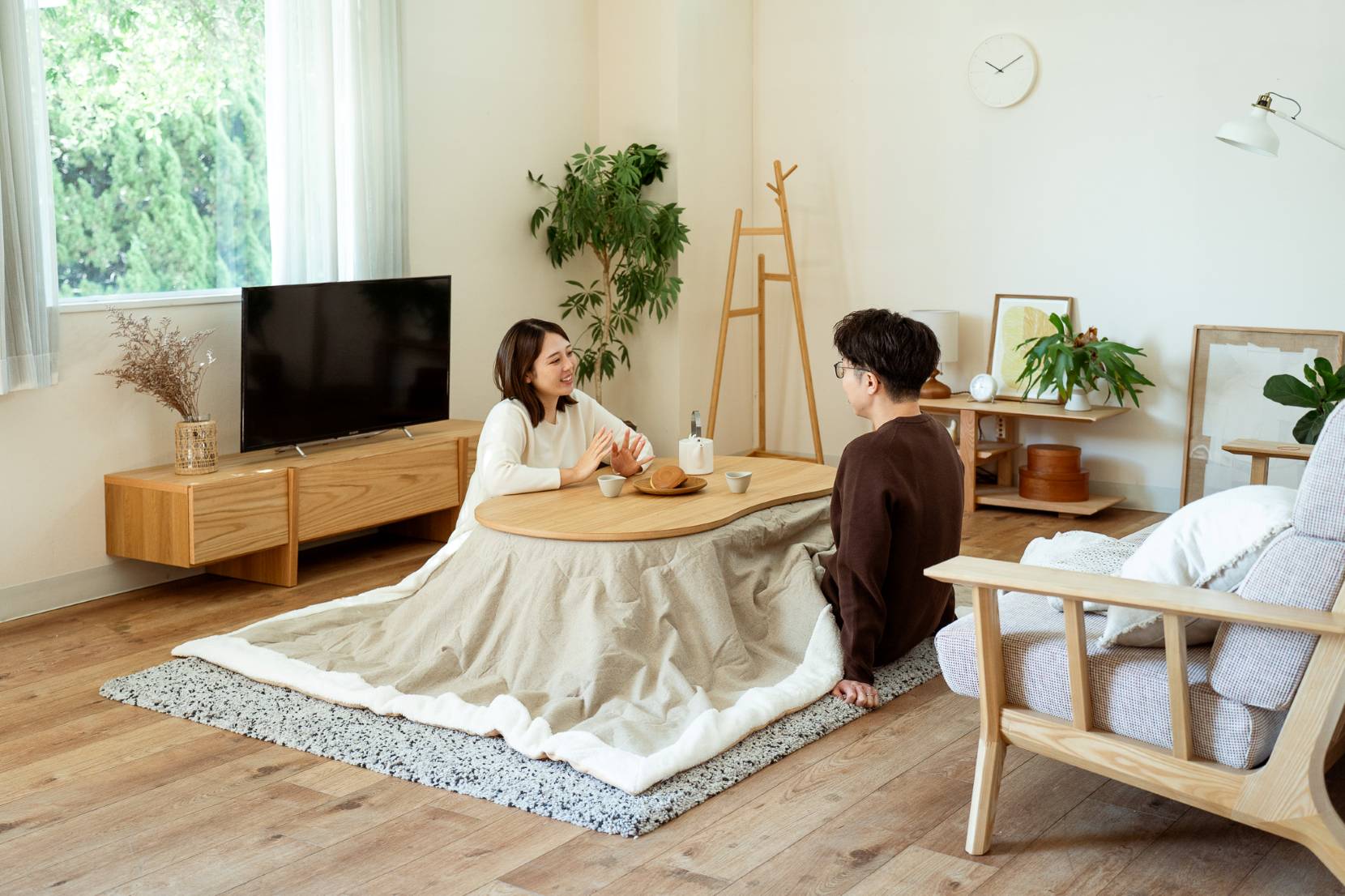 マロ リビングテーブル こたつ ロータイプ ハイタイプ 突板 木製