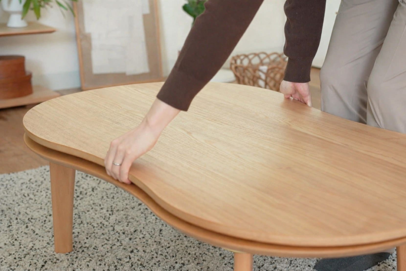 マロ リビングテーブル こたつ ロータイプ ハイタイプ 突板 木製