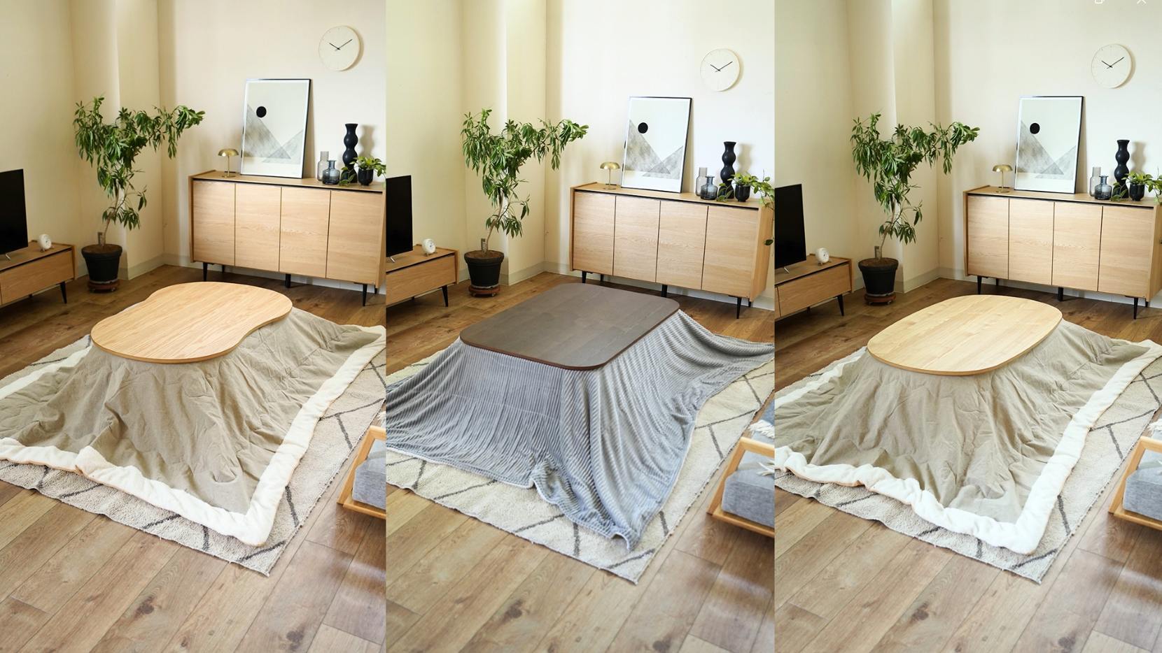 マロ リビングテーブル こたつ ロータイプ ハイタイプ 突板 木製