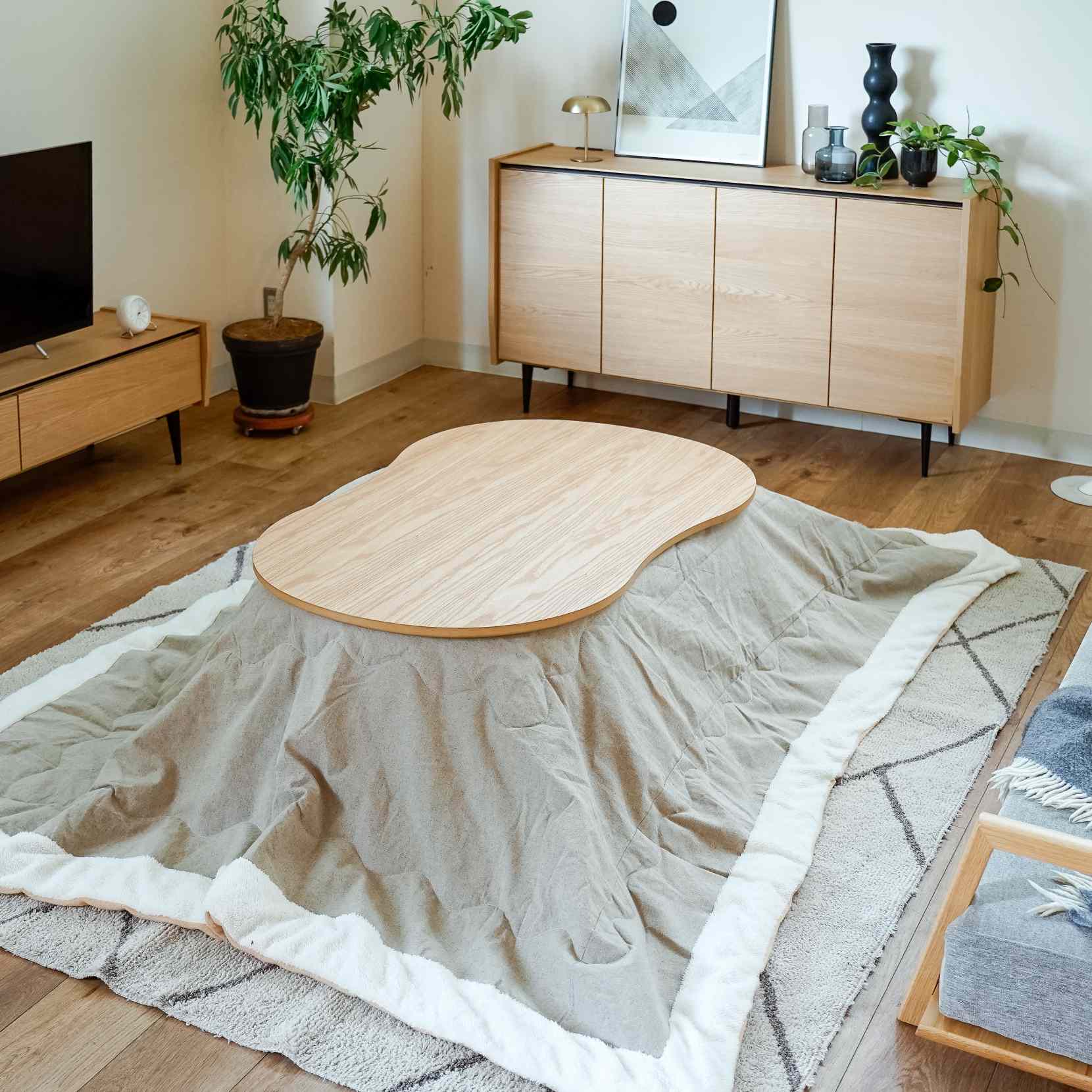 マロ リビングテーブル こたつ ロータイプ ハイタイプ 突板 木製