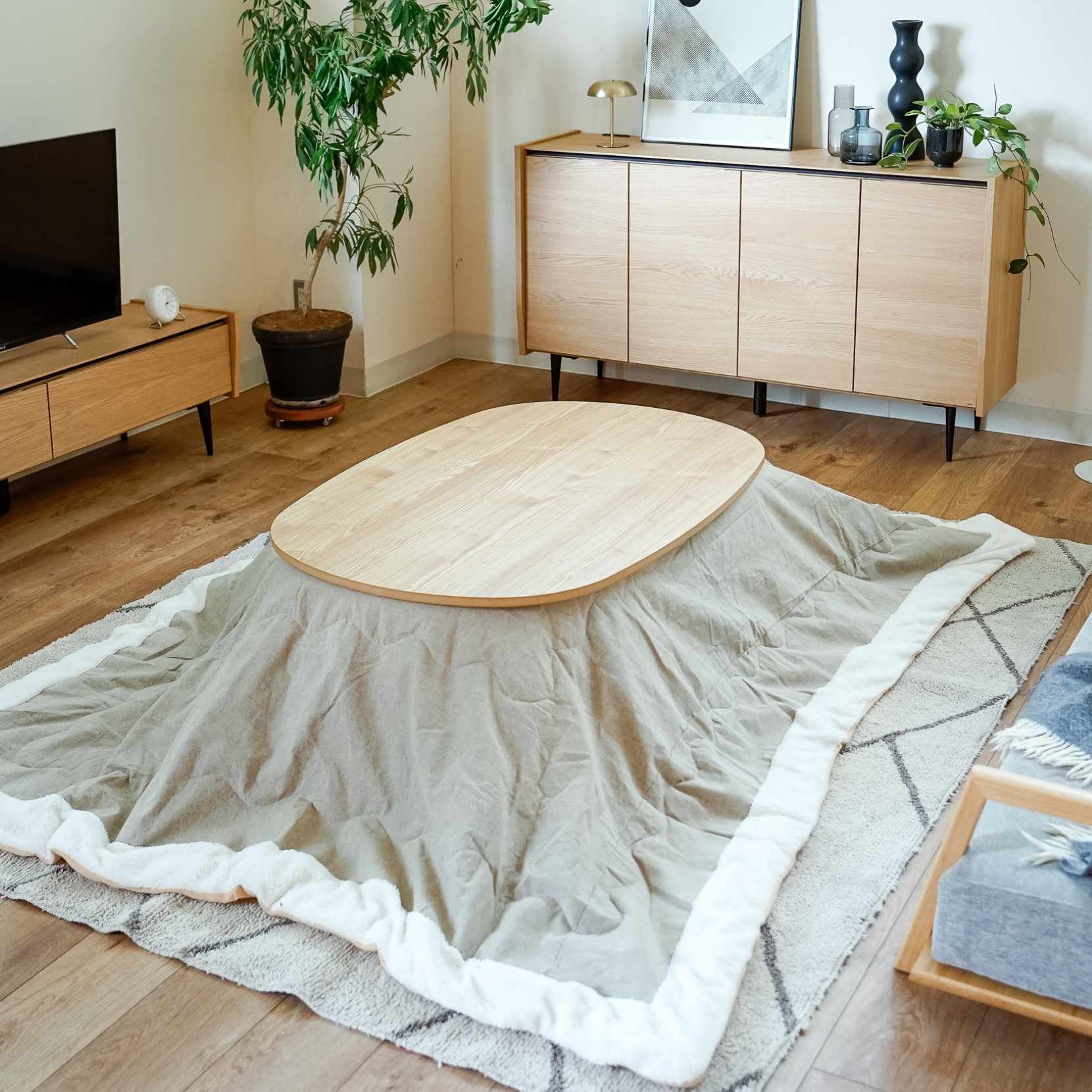 マロ リビングテーブル こたつ ロータイプ ハイタイプ 突板 木製