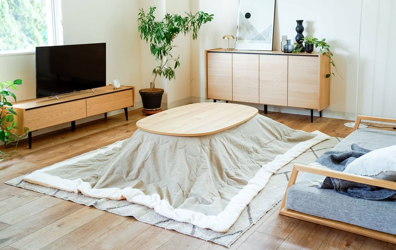 マロ　リビングテーブル　こたつ　ロータイプ　ハイタイプ　突板　木製