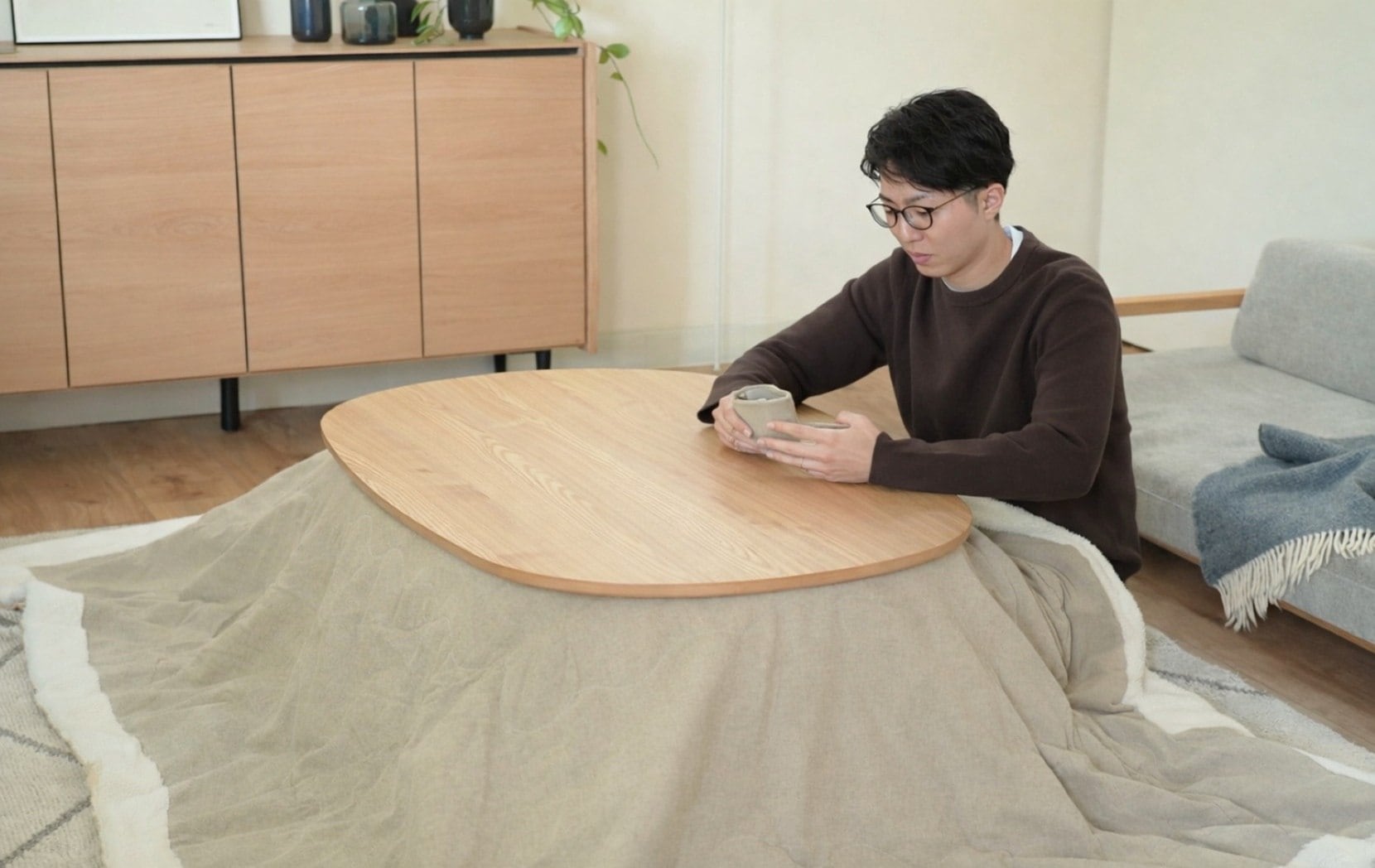 マロ　リビングテーブル　こたつ　ロータイプ　ハイタイプ　突板　木製