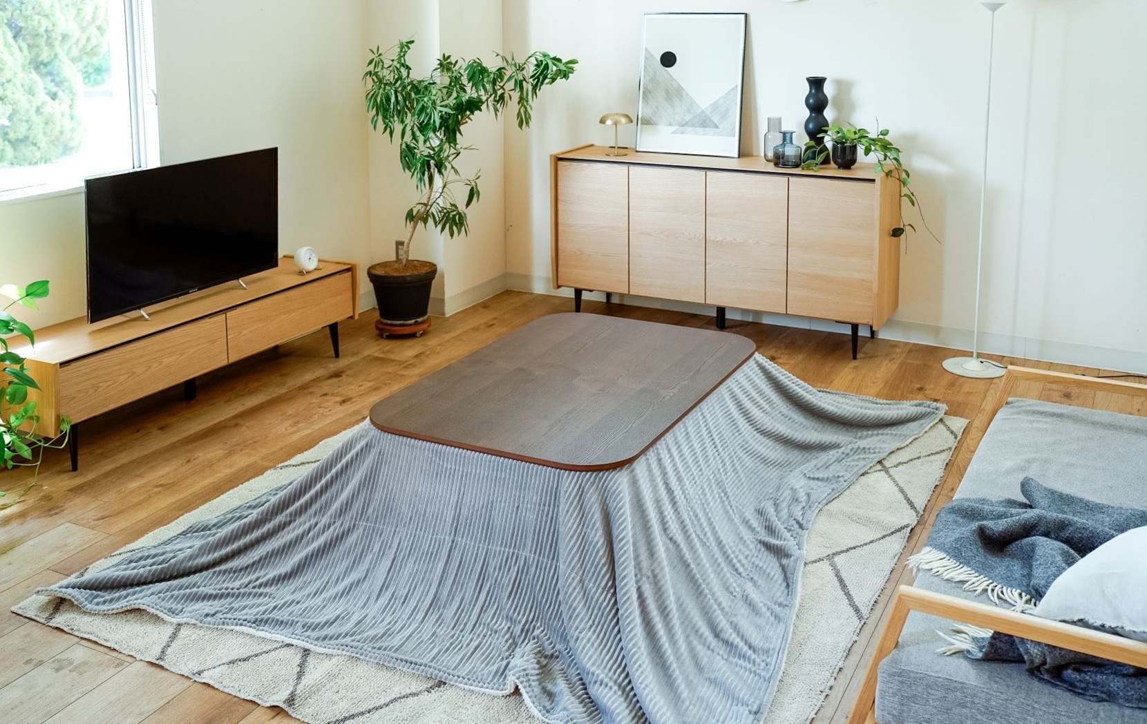 マロ　リビングテーブル　こたつ　ロータイプ　ハイタイプ　突板　木製