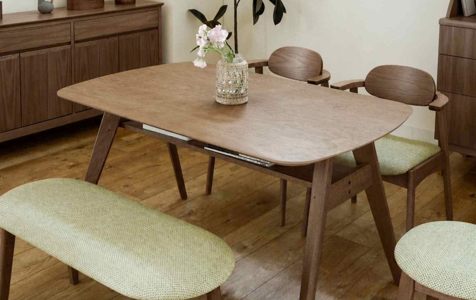 テオリ ダイニングテーブル teori 棚付き 135cm 135 突板天板 木製 メラミン ホワイトオーク マンション スペース マンション 2人暮らし 3人暮らし 核家族 かわいい おしゃれ