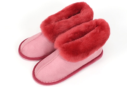 ムートンルームシューズハイカット ビビッドローズ