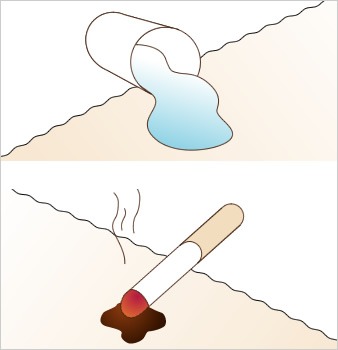 水滴をはじく、燃え広がりにくい イメージ