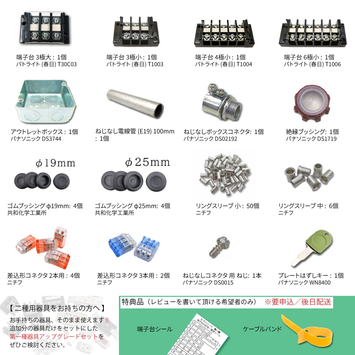 第一種電気工事士 電線1回分と器具のセット 2024年版 モズシリーズ 