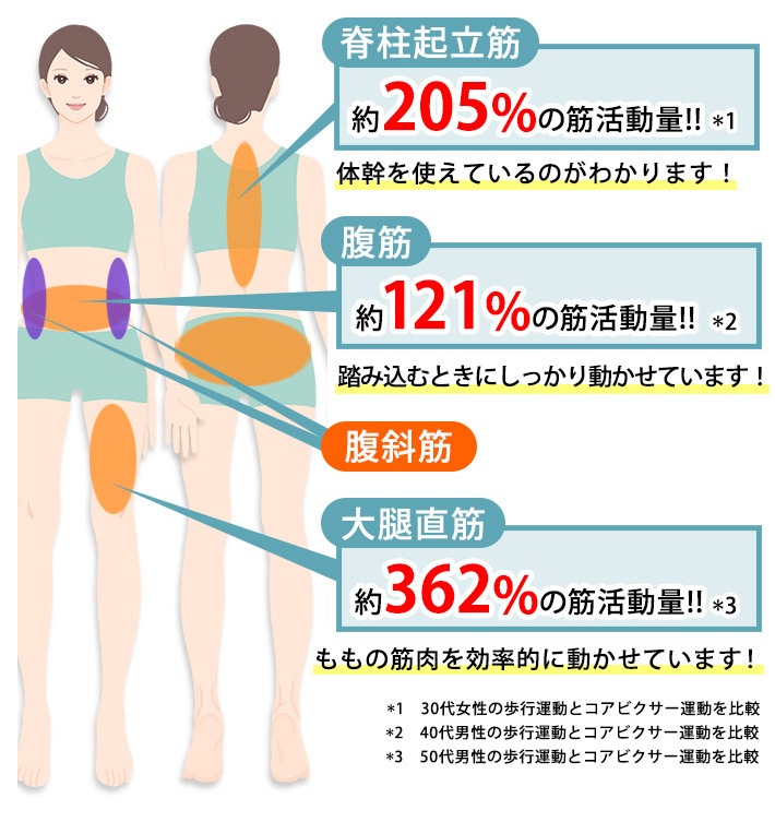 歩行と比べた筋活動量