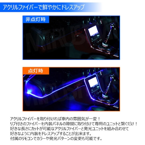 RGB アクリル ファイバー チューブ ライト LED 8m 8色 リブ付 カット