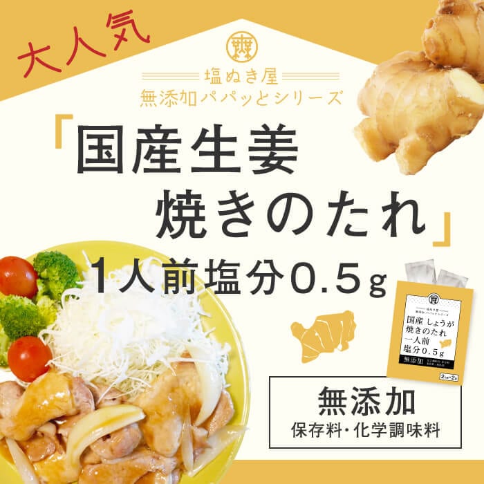 塩ぬき屋 減塩 国産しょうが焼きのたれ 2袋セット (無添加)