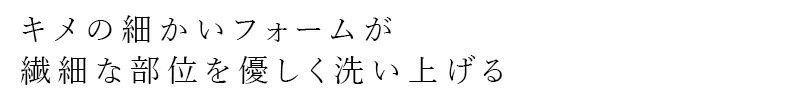 キメの細かいフォームが繊細な部位を優しく洗い上げる