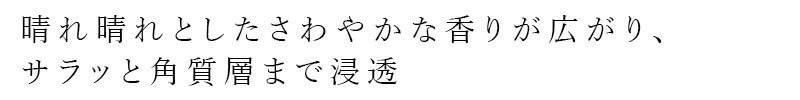 晴れ晴れとしたさわやかな香りが広がり、サラッと角質層まで浸透