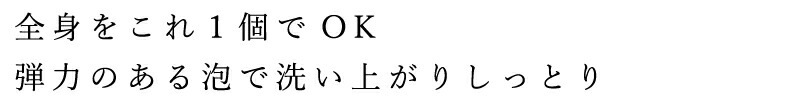 全身これ1個でOK。弾力のある泡で洗い上がりしっとり
