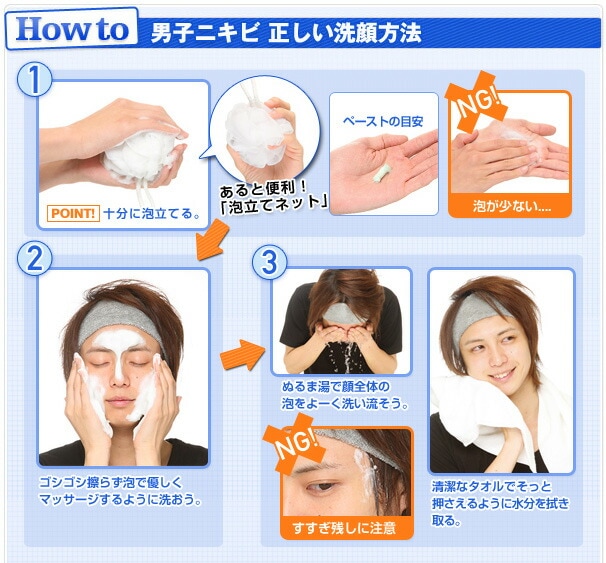 男子ニキビ　正しい洗顔方法