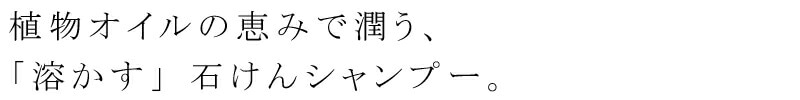 植物オイルの恵みで潤う、「溶かす」石けんシャンプー。