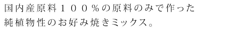 国内産原料１００％の原料のみで作った純植物性のお好み焼きミックス