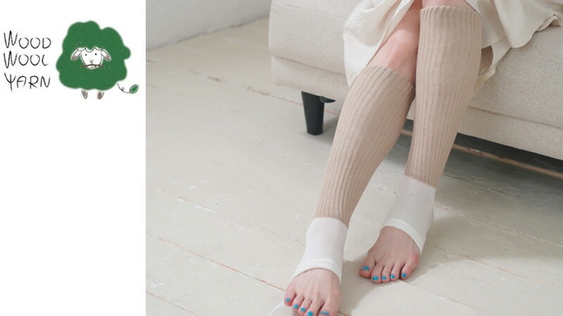 【WOOD WOOL YARN】【ウッドウールヤーン】足首ウォーマー付ナイトソックス