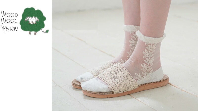 WOOD WOOL YARN ウッドウールヤーン チュールレースソックス