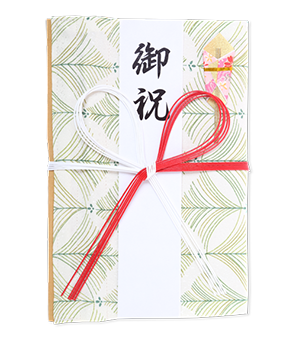 ご祝儀袋 結姫 赤松（シルク）緑葉薄丸　蝶