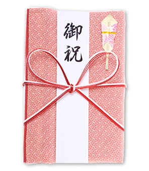 ご祝儀袋 結姫 赤松（シルク）絹織桃柄　蝶