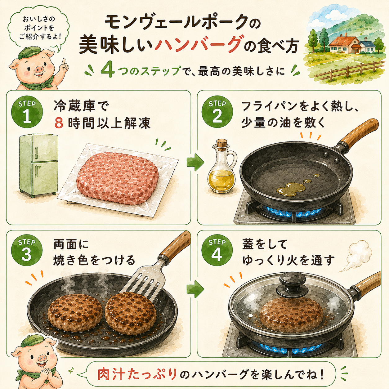 モンヴェールポーク自家製ハンバーグの美味しい食べ方