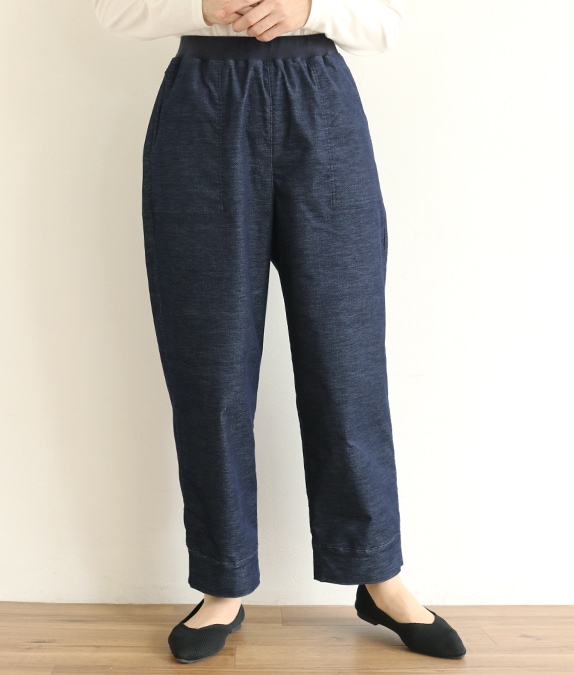 ストレッチ別珍リブ使いパンツ
