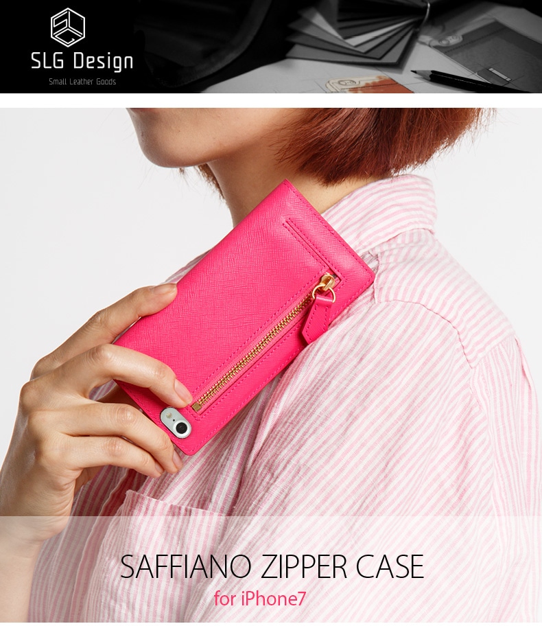 iPhone SE（第3世代）/ SE（第2世代） 8/7】Saffiano Zipper Case 