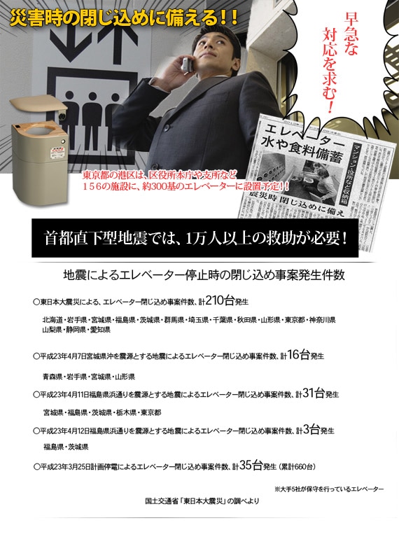 地震によるエレベーター停止時の閉じ込め事故発生件数