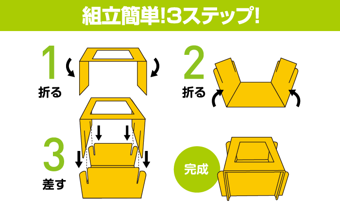 組み立て簡単3ステップ