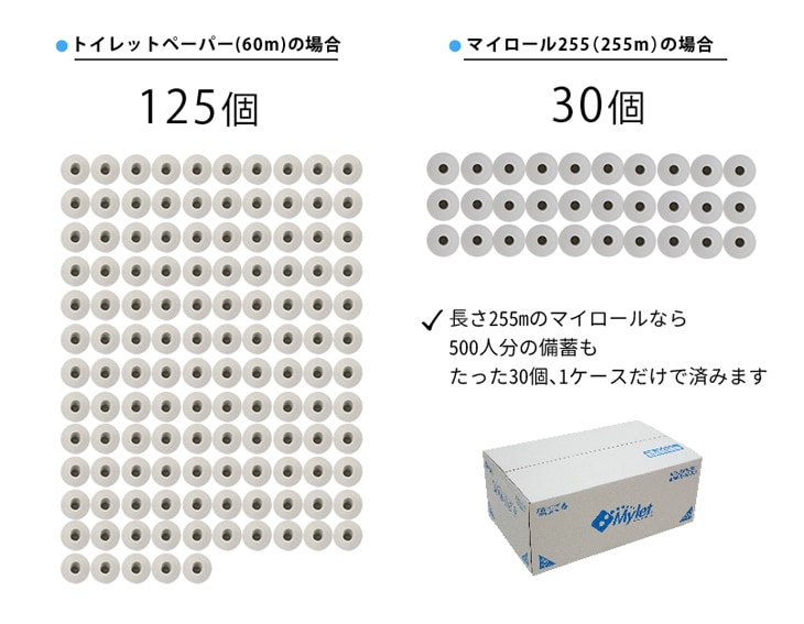 トイレットペーパーの山（備蓄スペースの課題）