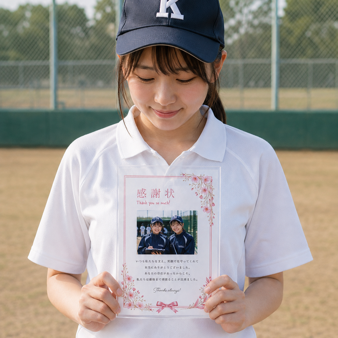 マネージャーへ贈る感謝状アクリルプレート 卒団 卒部 部活 マネージャー プレゼント 記念品