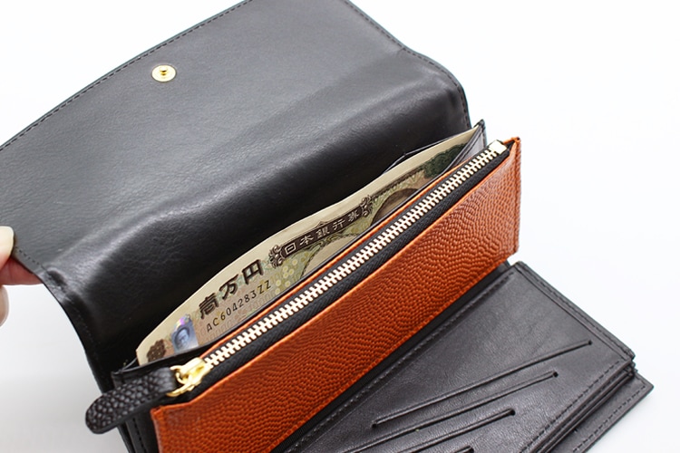 新作】常識を覆した長財布ver.basketball black バスケ革 メンズ