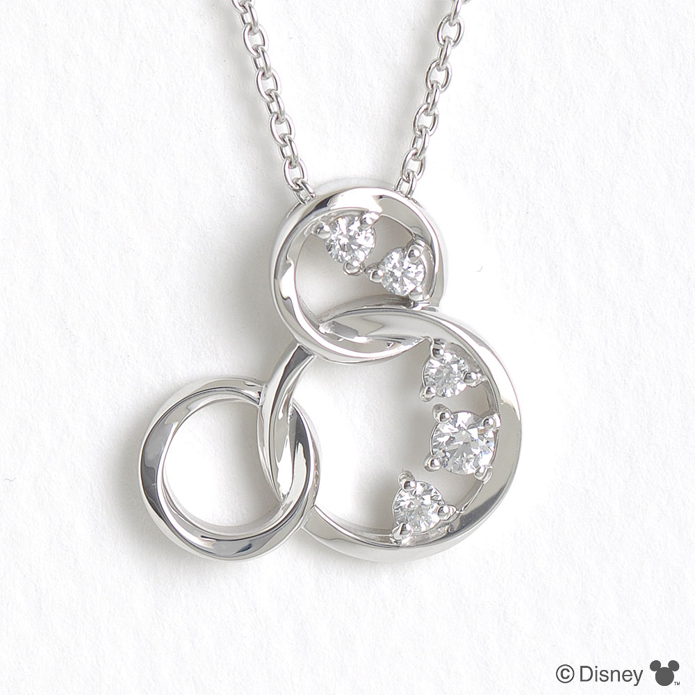 [ディズニー] ミッキー / シルバー キュービック ペンダント ネックレス(VPCDS 20098)