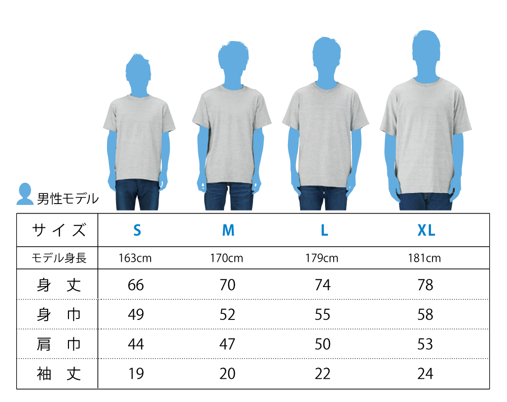 Tシャツサイズ表